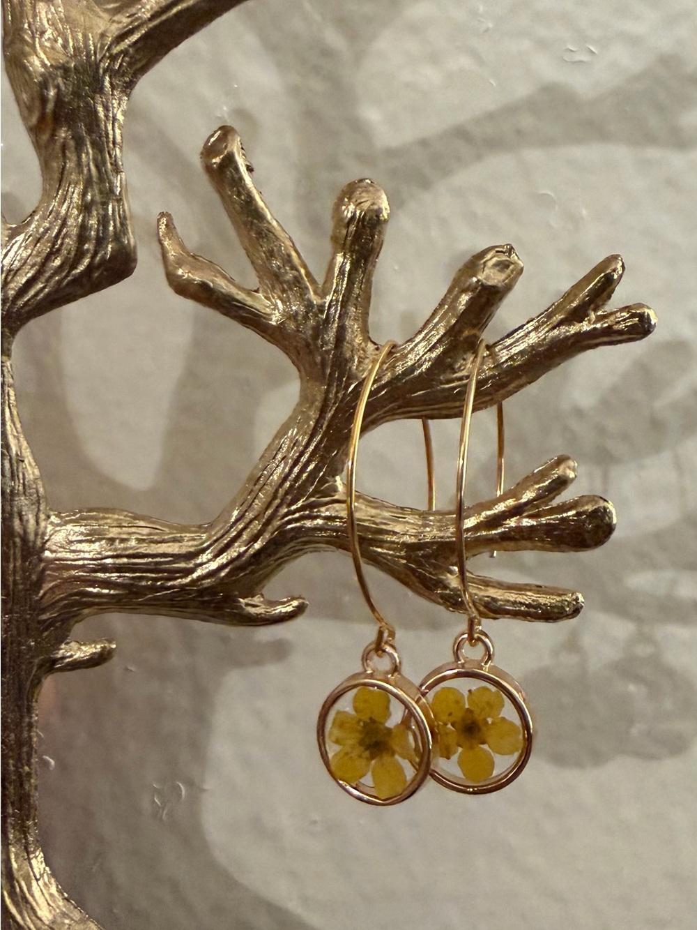 18k Gold Plated Threader Yellow Daisy Earrings